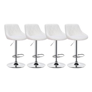 Global Latin - Pack 4 Silla Piso Bar Taburete Con Respaldo Blanco