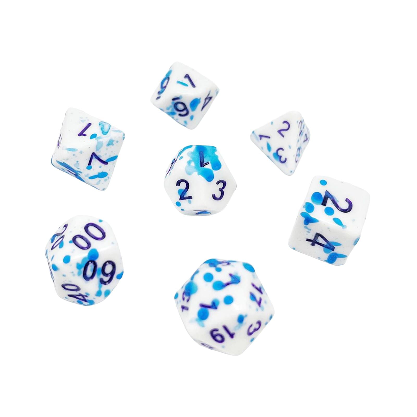 Bothyi - 7x Dados De Varios Lados, Juguete De Entretenimiento Para Fiestas, Hecho A Mano D4 D6 D8 D10 D12 D20 Punto Azul