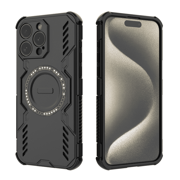 Funda FOXDOCK para iPhone 15 Pro Max , magnética, resistente a golpes, con soporte, unisex, carga inalámbrica