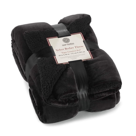 Manta Genteele Sherpa Super Soft de 150 x 200 cm, color negro