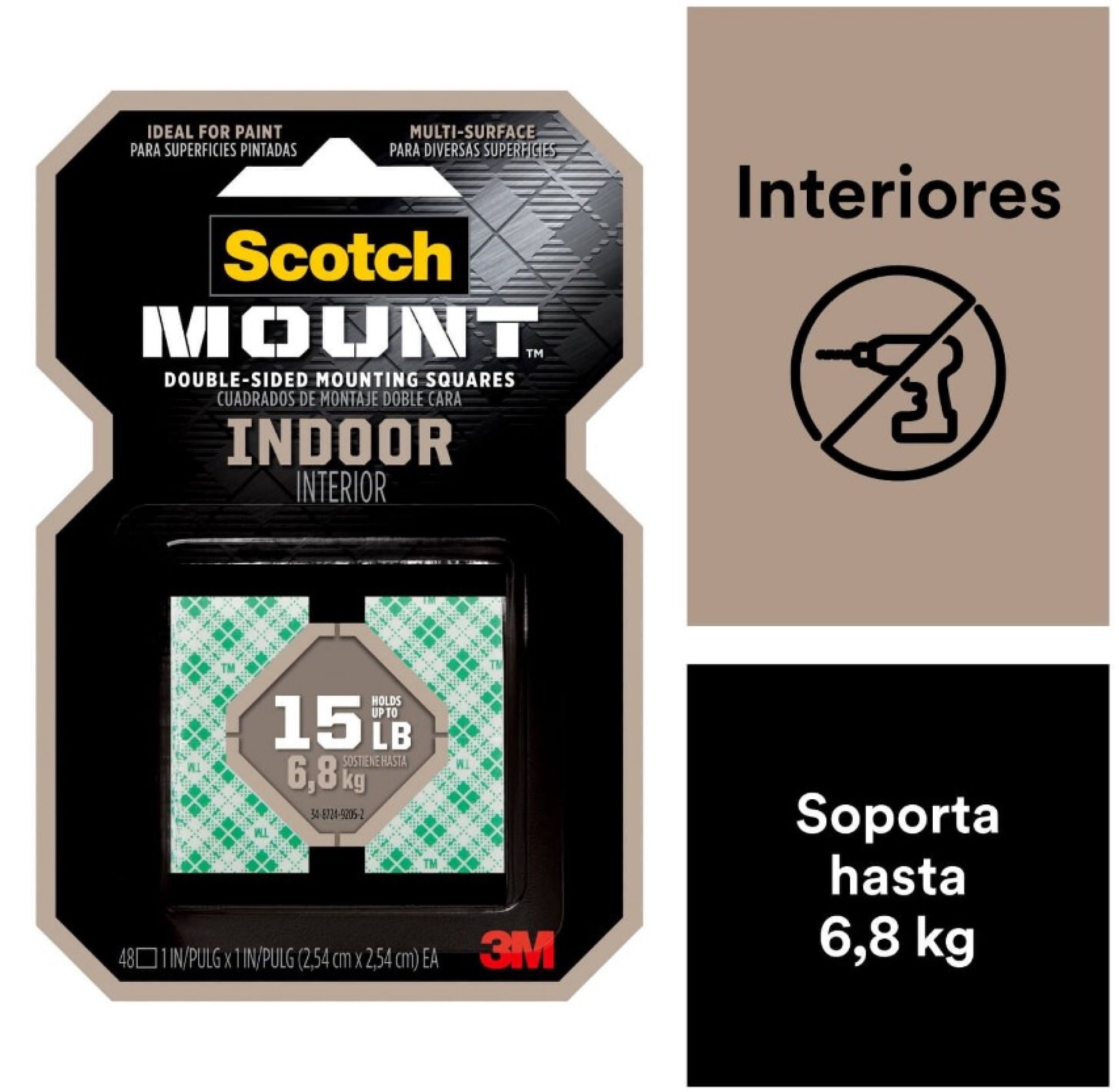 Cuadros De Montaje Interior 2,54 Cm X 2,54 Cm 48 Unidades 1 Un Scotch