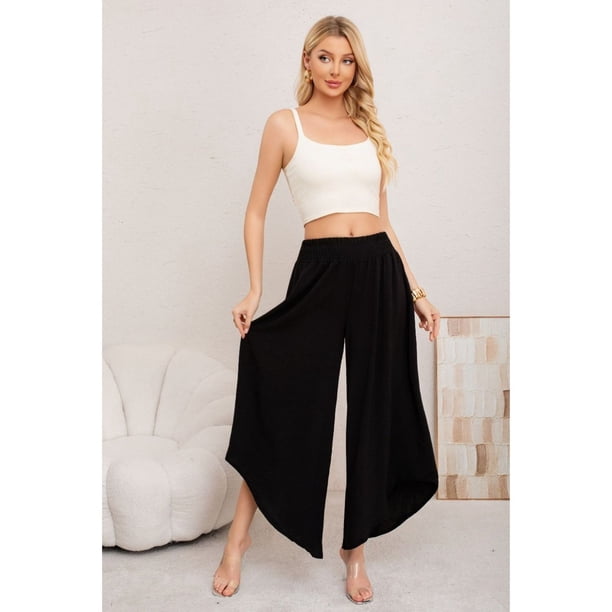 Pantalón Mujer Palazo Asimétrico Tipo Lino Casual Playero 3003