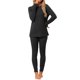 thumbnail image 2 of INSPIRE CHIC Conjuntos de Pijama para Mujer Tejido de Punto Acanalado Manga Larga Top Pantalones Conjunto Casual de Salón Conjunto de Dos Piezas Conjuntos a Juego Ropa de Dormir S Negro, 2 of 6