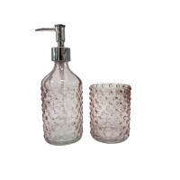 Zahr - Set De Baño Dispensador De Jabon Y Vaso De Vidrio Colores