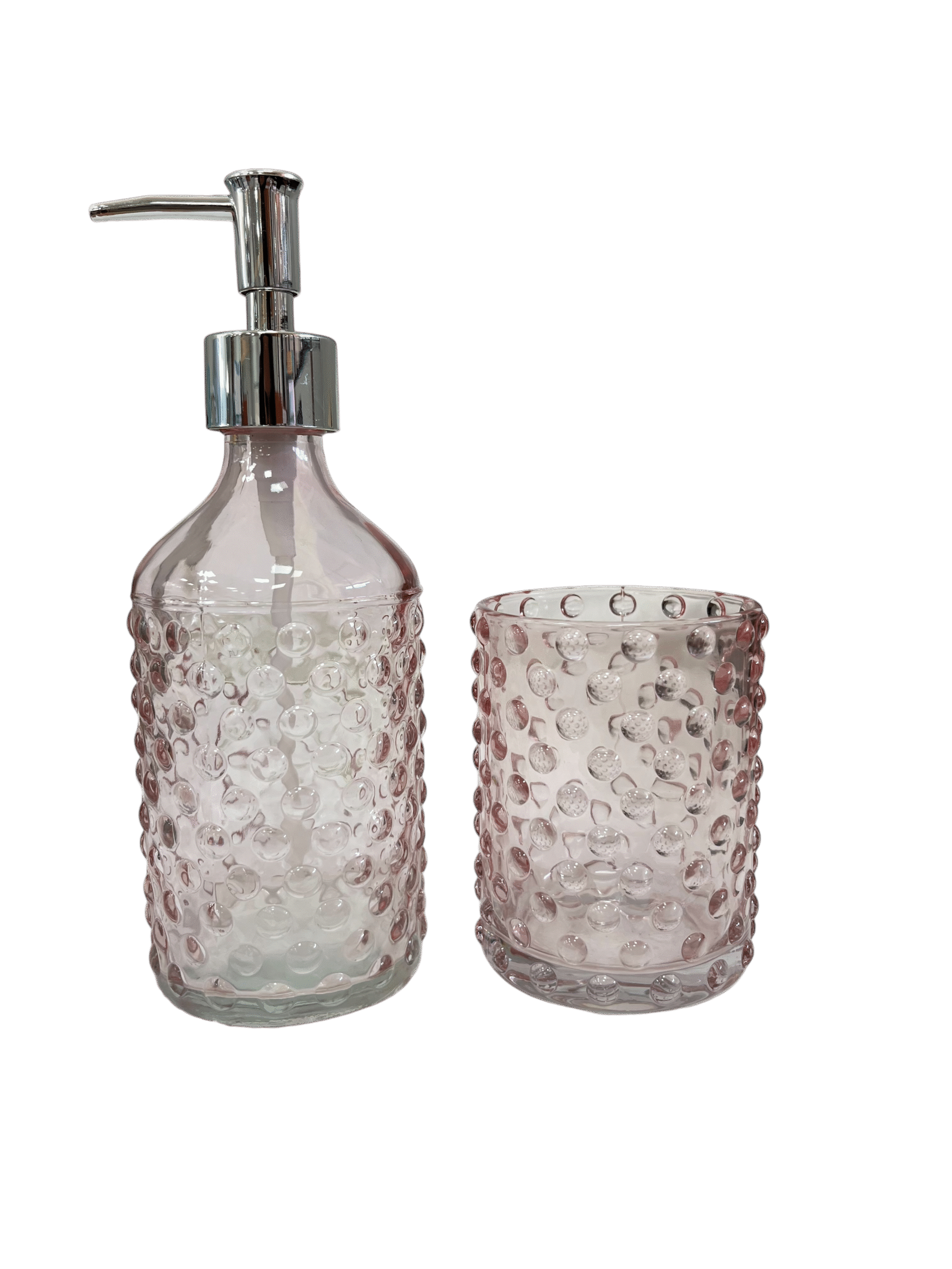 Zahr - Set De Baño Dispensador De Jabon Y Vaso De Vidrio Colores