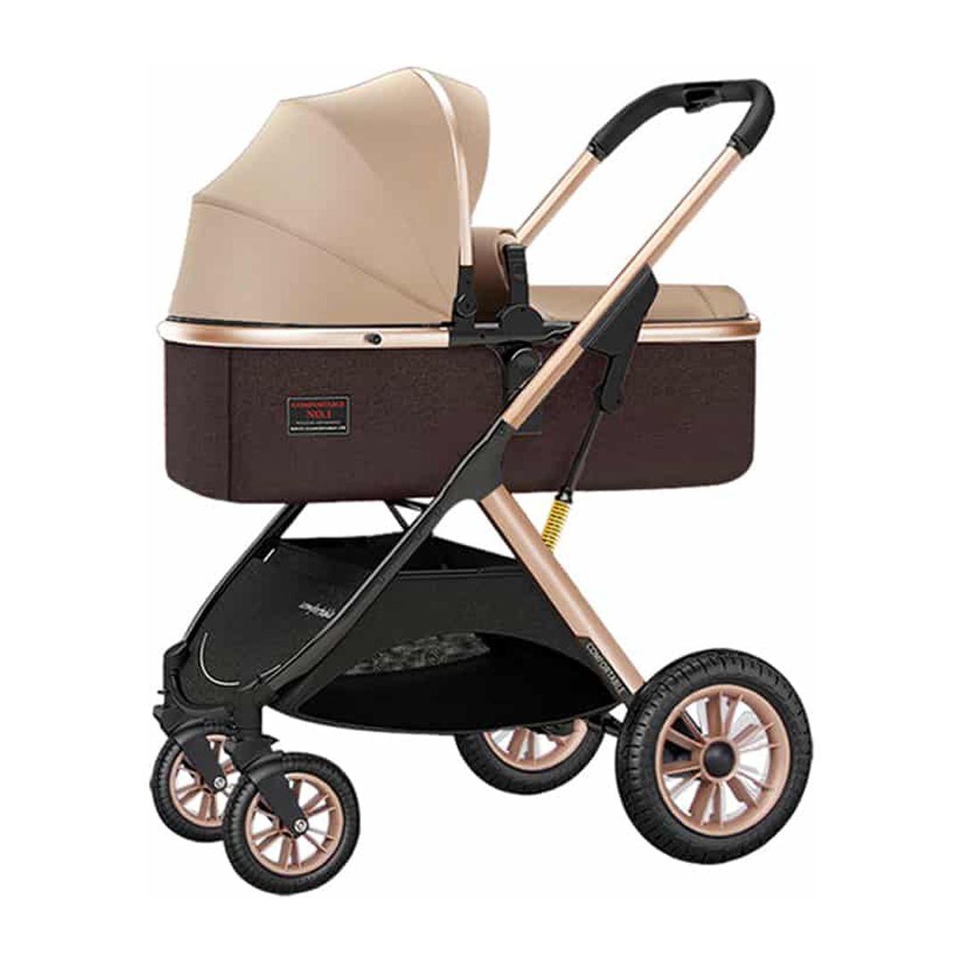 Babymine - Coche Cuna Moisés Compacto Multiposiciones Beige