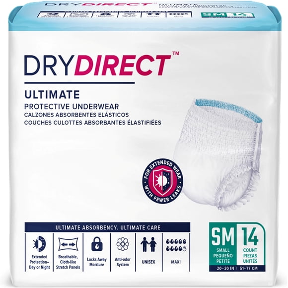 DRY DIRECT Incontinencia - Pack de 14 talla pequeña, absorción máxima