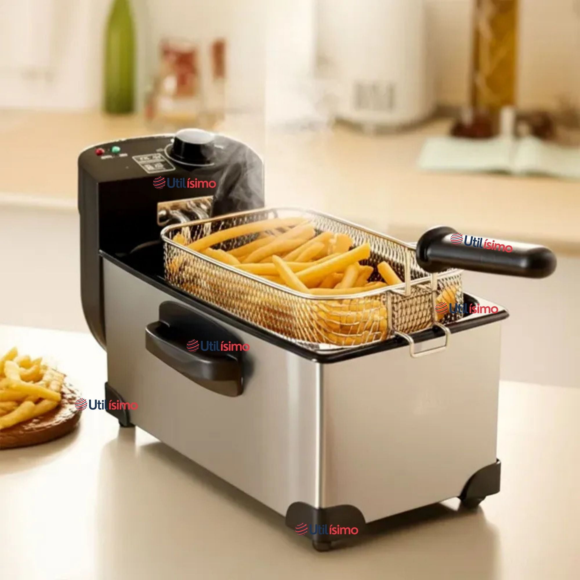 Raf - Freidora De Aceite 3l Eléctrica 2000w De Potencia Acero Inoxidable