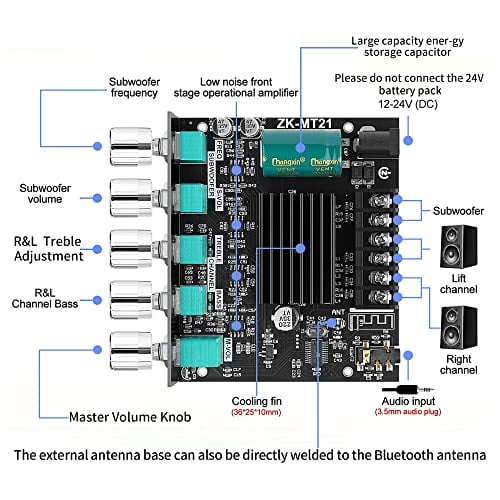 Placa Amplificadora De Potencia Dajunguo Bluetooth Con Subwoofer 2.1 Canales 50w × 2+100w