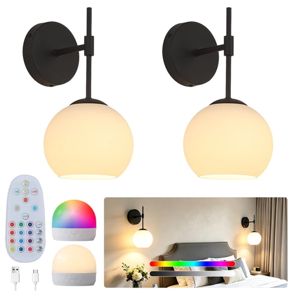 Apliques de pared recargables NOVCAND, negro, 2 unidades