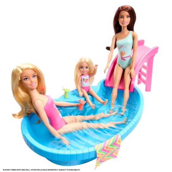 Barbie Alberca Glam Con Muñeca Y Tobogán 3+ Años