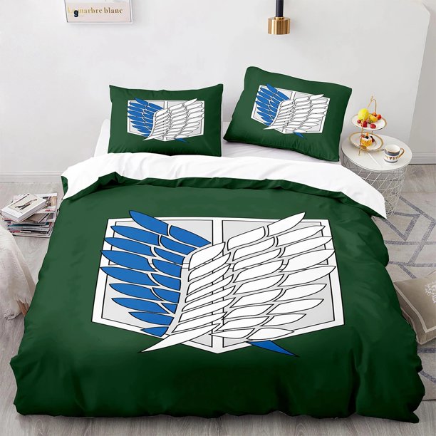 Anime Attack On Titan Logo Bedding Set Boys Girls Duvet Cover Pillowcase Bed boys Adult Home Textileextile