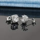 thumbnail image 2 of 18K White Golden Plated Halo Stud Earrings with Square Cubic Zirconia and Simulated Diamonds, 2 of 4