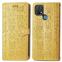 Funda Cartera Foxdock Para Oppo A15 , Flip Pu Con Relieve De Gatos Y Perros, Tarjetero Y Soporte