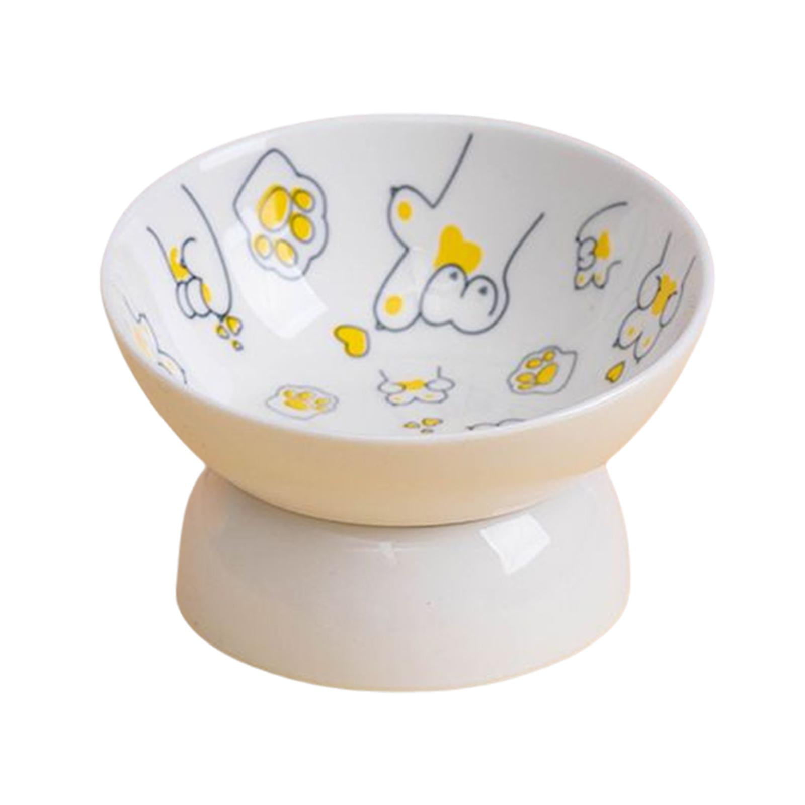 Magideal - Cuenco Elevado Para Mascotas Cuenco Cerámico Antideslizante Dispensador De Comida Y Agua Alimentador Lento Adecuado Para Gatos Perros Pequeños Y Otros Animales Uso Doméstico , Amarillo