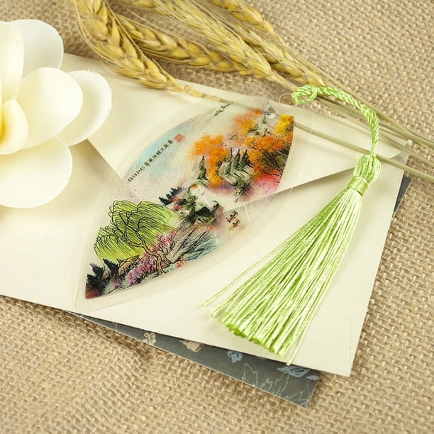 Chinese Painting Leaf Vein Bookmark - Creative Design for Jiangnan Water Town Landscape