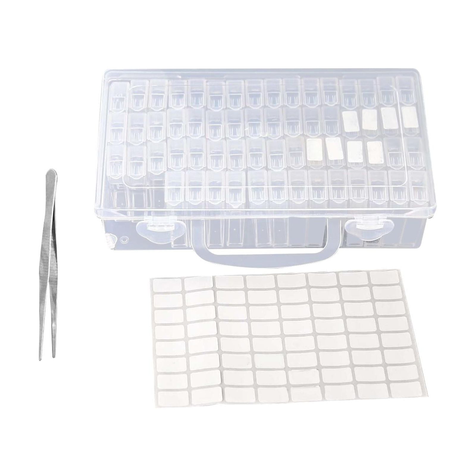 Magideal - Caja Organizadora De Almacenamiento De Plástico, Organizador De Contenedores De 64 Ranuras Con Etiquetas Adhesivas, Cajas De Herramientas Portátiles