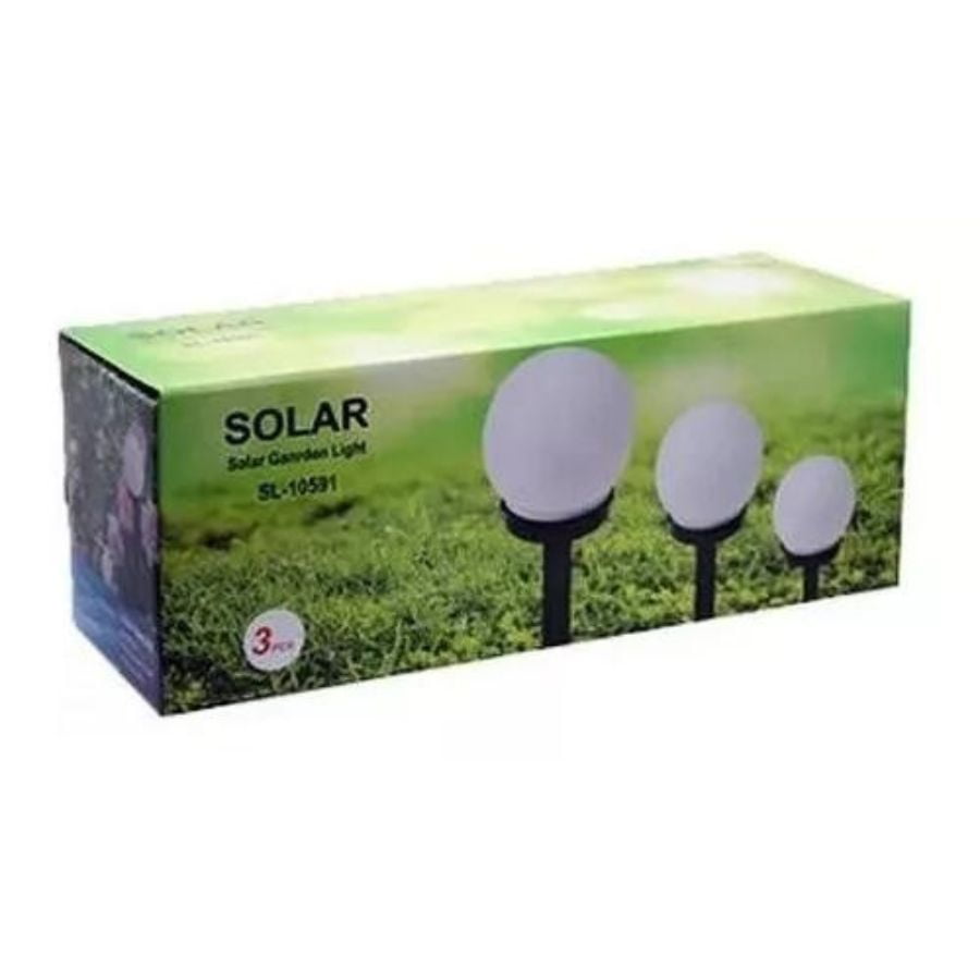 Click Ventas - Pack 3 Foco Estaca Led Solar Tipo Globo Jardín