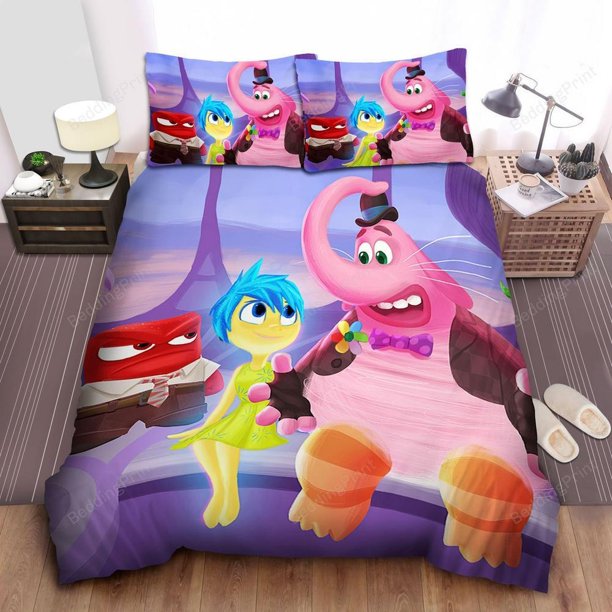 Inside Out The Five Emotions Of Riley And Bing Bong Quilt Duvet Cover Set3-Piece Bedding Set