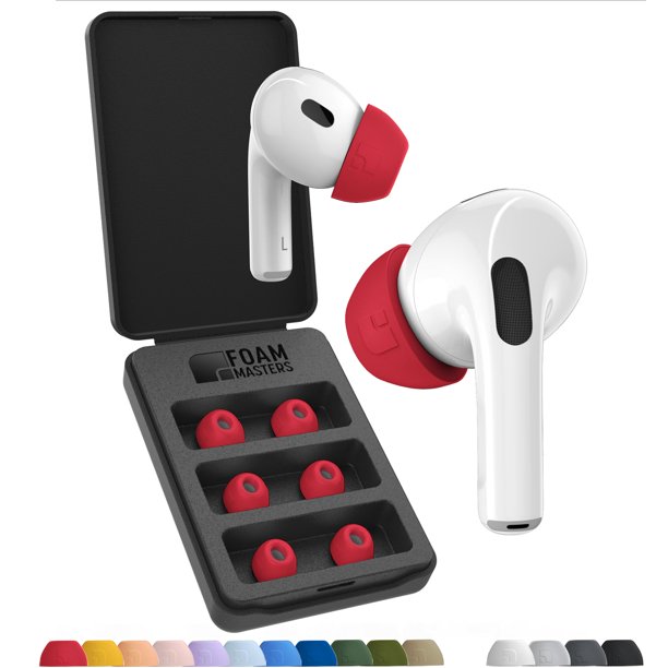 Almohadillas viscoelásticas de espuma viscoelástica ultra premium de Foam Masters para AirPods Pro de primera y segunda generación, 3 pares