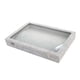 thumbnail image 3 of Caja de almacenamiento de joyas, bandeja de joyería con tapa transparente, soporte para presentación de joyería para anillos, pendientes, collares, pu Gris, 3 of 5