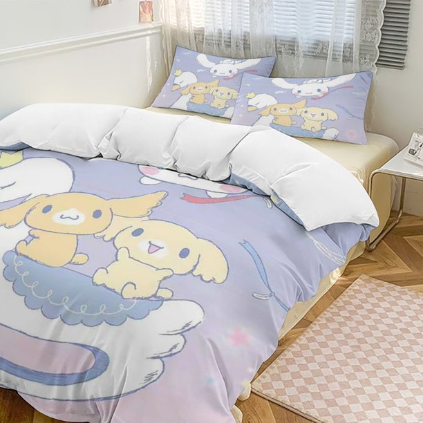 Cinnamoroll 3-Piece Twin Bed Set - Includes 1 Single Comforter And 2 Pillowcases Bedding - Fade Resistant Microfiber - Cinnamoroll