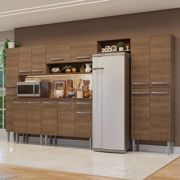 Kit Muebles de Cocina Madesa Emilly 325 cm 07 Marrón