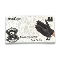 Guantes De Latex Negros Sin Polvo Talla S 50U Maxcare