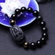thumbnail image 3 of Pulsera de Buda Bodhisattva inamovible de obsidiana natural 100% pura Pulsera, 3 of 5