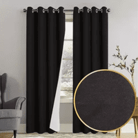 Genérico - Cortina Blackout 100% 2 Paños 138X226 Cm Textura Lino Negro