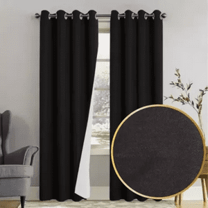 Genérico - Cortina Blackout 100% 2 Paños 138X226 Cm Textura Lino Negro