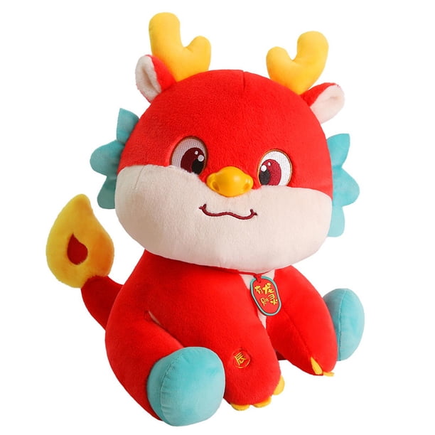 Dragón de peluche de año Nuevo Chino, Animal relleno con cola iluminada, adorno de recuerdo de fiesta, estatuilla de dragón para dormitorio de oficina , Altura 30cm
