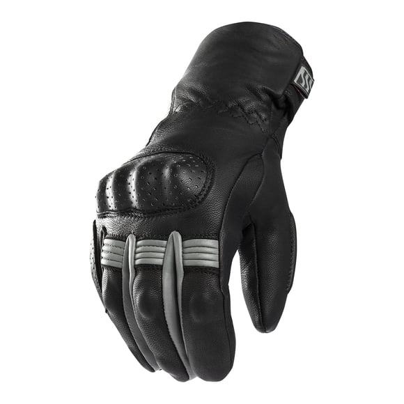 Guante Cuero Natural Moto, Térmico e Impermeable, Negro con Gris. RESPEKT