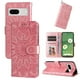 thumbnail image 4 of Funda tipo cartera FOXDOCK para Google Pixel 7 , diseño girasol en relieve, cuero PU, cierre magnético, soporte y tarjetero, 4 of 5
