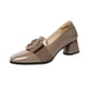 thumbnail image 2 of Zapatos De Tacón Grueso Bajo Para Mujer Punta Cuadrada De Moda Para Fiesta De Boda De Ocio 40 Caqui., 2 of 3