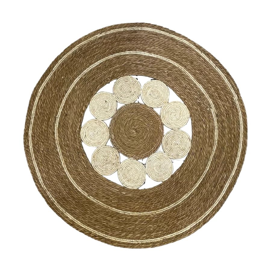 Click Ventas - Alfombra Redonda De Yute Tejida Alfombra Natural 120cm Hogar