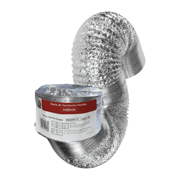 Ducto Tubo Flexible De Aluminio Para Ventilación 4 X 1mts