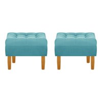 Bodevir - Set Pouf Wood 1C Felpa 04 Turquesa