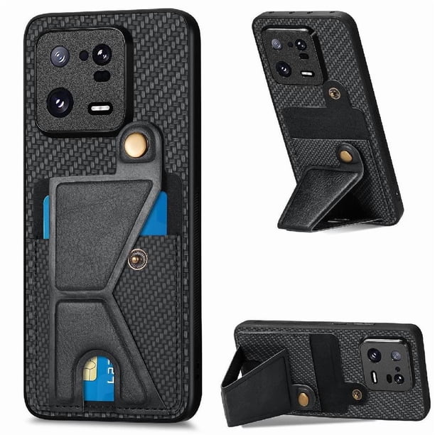Funda Resistente para Xiaomi 13 Pro con Tarjetero y Soporte, Diseño Magnético Negro