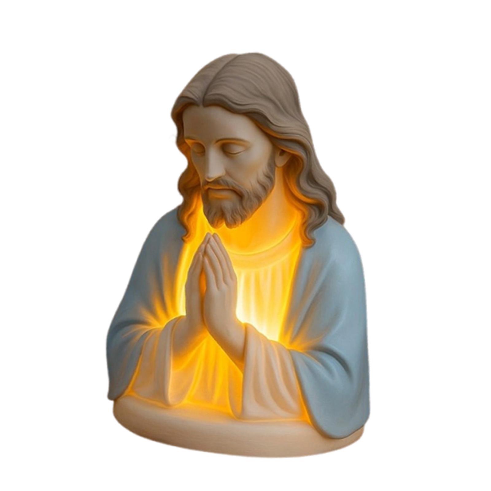 Magideal - Lámpara De Noche Navideña Para Oración, Decoración Navideña, Estatua Creativa, Lámpara De Noche Para Oración Navideña Para Fiestas Temáticas, Escritor Figura De Jesús