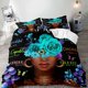 thumbnail image 2 of 3PCS Sexy Black Girl Duvet Cover Queen Set Pink Bag High Heels Get Naked Inspirational Quotes African American Bedding Set, 2 of 5