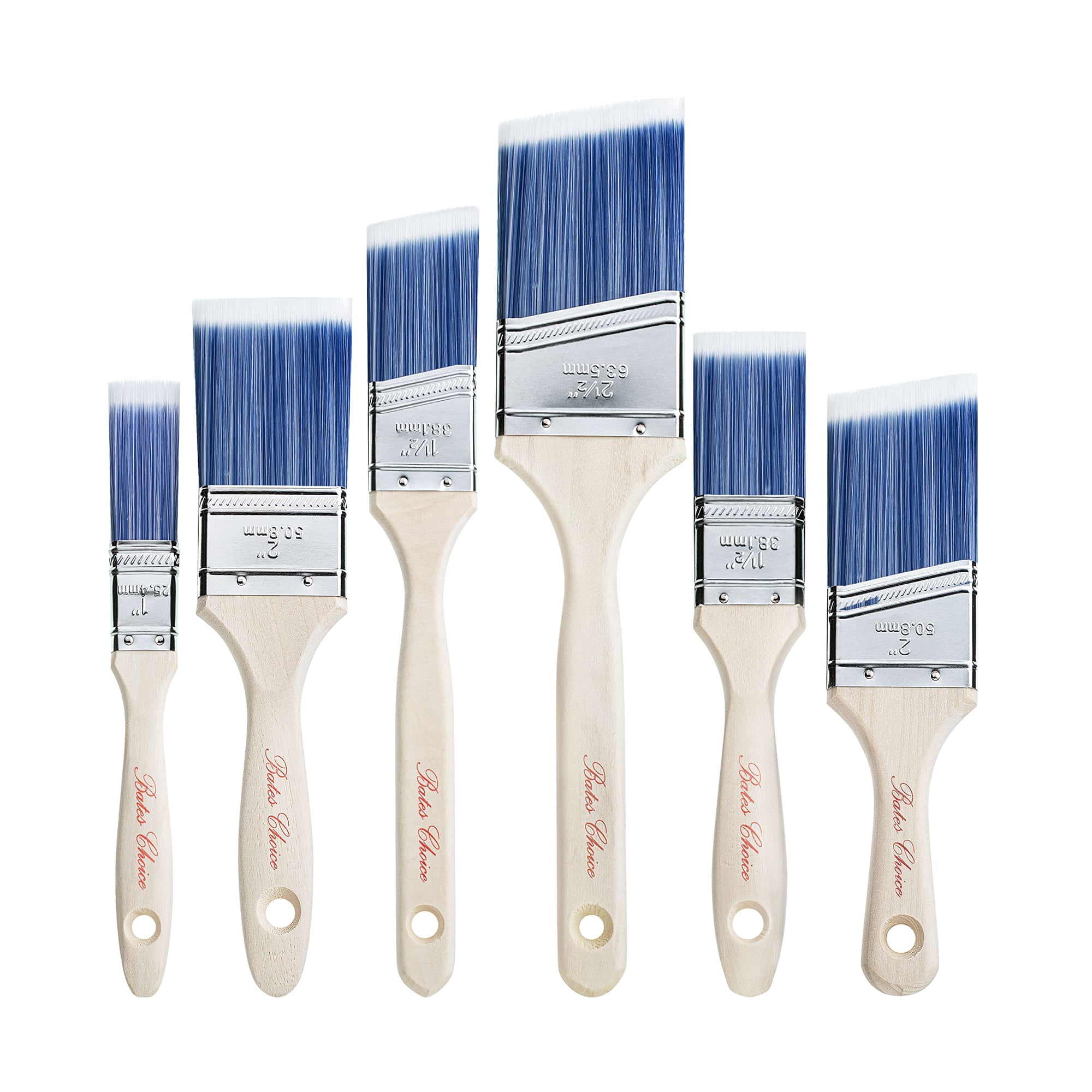 Pinceles Bates Choice Con Mango De Madera Tratada, Paquete De 6