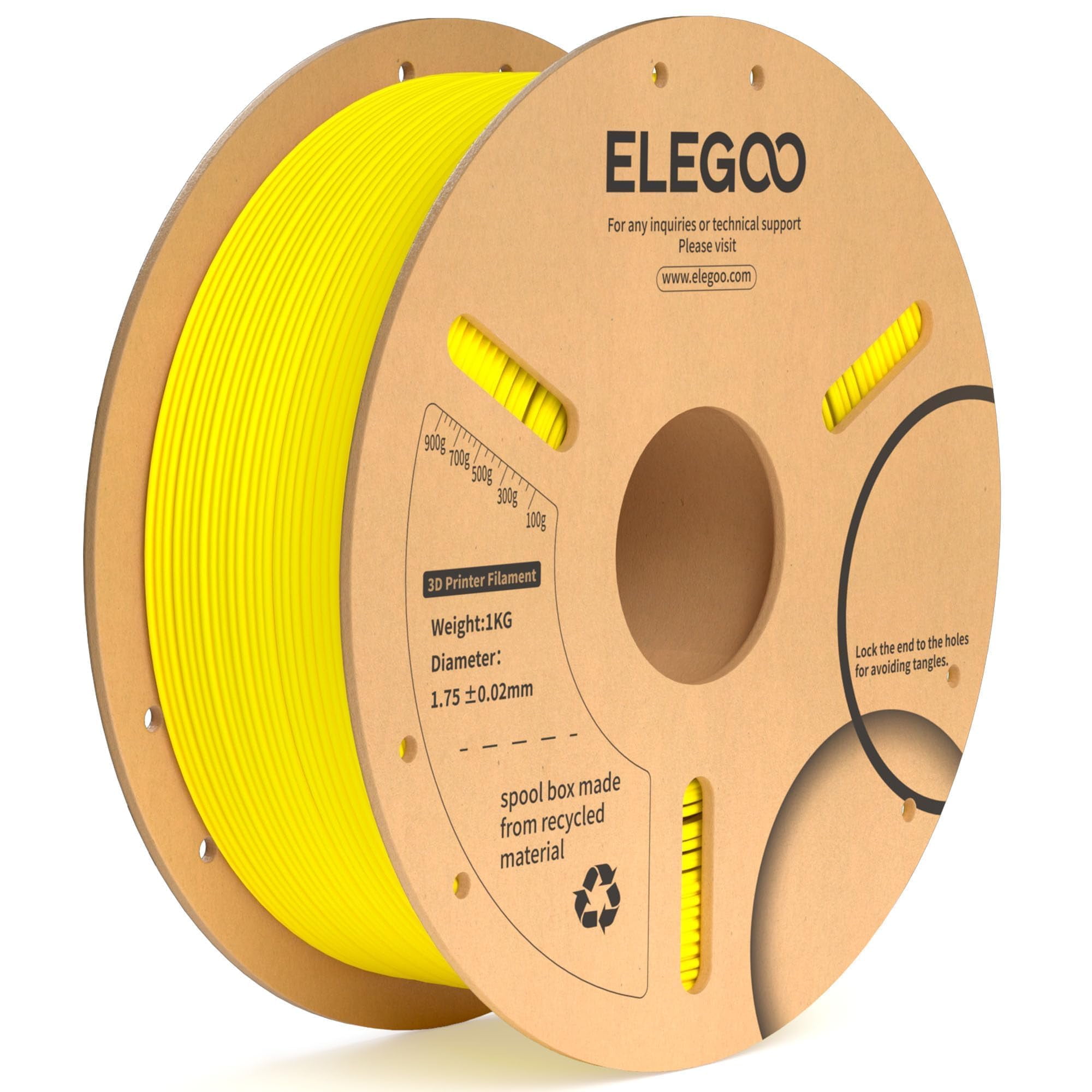 Filamento Para Impresora 3d Elegoo Pla Plus De 1,75 Mm, Color Amarillo, 1 Kg