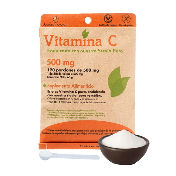 VITAMINA C 120 PORCIONES 500mg SIN GLUTEN VEGANO