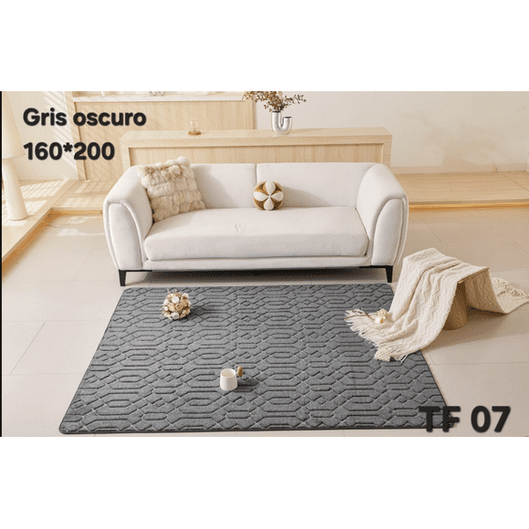 Alfombra Jacquard De Algodon 160x200cm Gris Oscuro