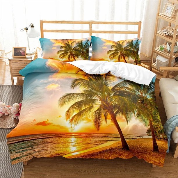 Hawaii Duvet Cover Set Beach Sea Quilt Cover For Kids Boys Girls Bedding Set Summer Themed Comforter Cover