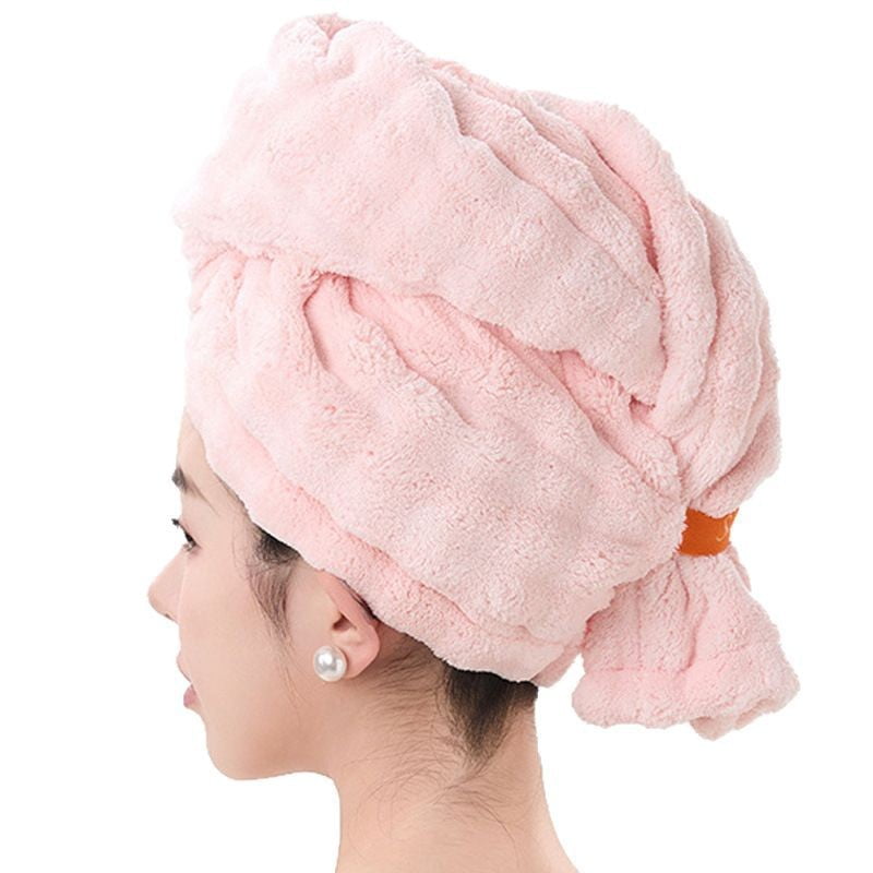 Xusx111 - Envoltura De Toalla De Secado De Pelo De Microfibra, Toalla De Pelo Con Capucha Super Absorbente Extra Gruesa Para Las Mujeres Pelo Húmedo Largo, Toalla De Turbán De Pelo Rosa, Niñas
