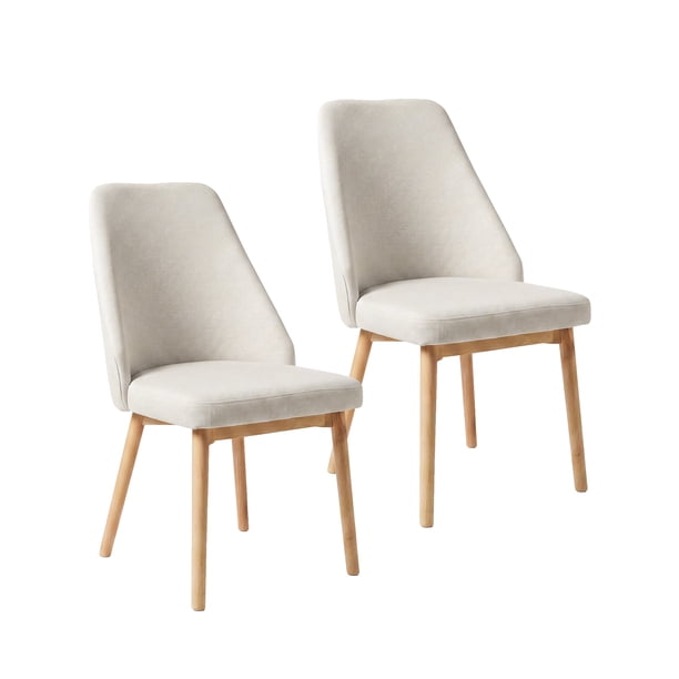 Pack 2 Sillas Comedor Lena Madera Asiento Acolchado Poliéster Beige
