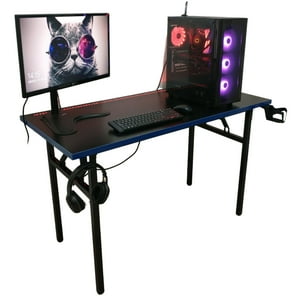 Velazio - Escritorio Gamer Plegable 130 Cm Azul Luz Led