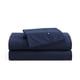 thumbnail image 1 of Juego de sábanas Tommy Hilfiger, talla queen, algodón azul marino, percal, 1 of 9
